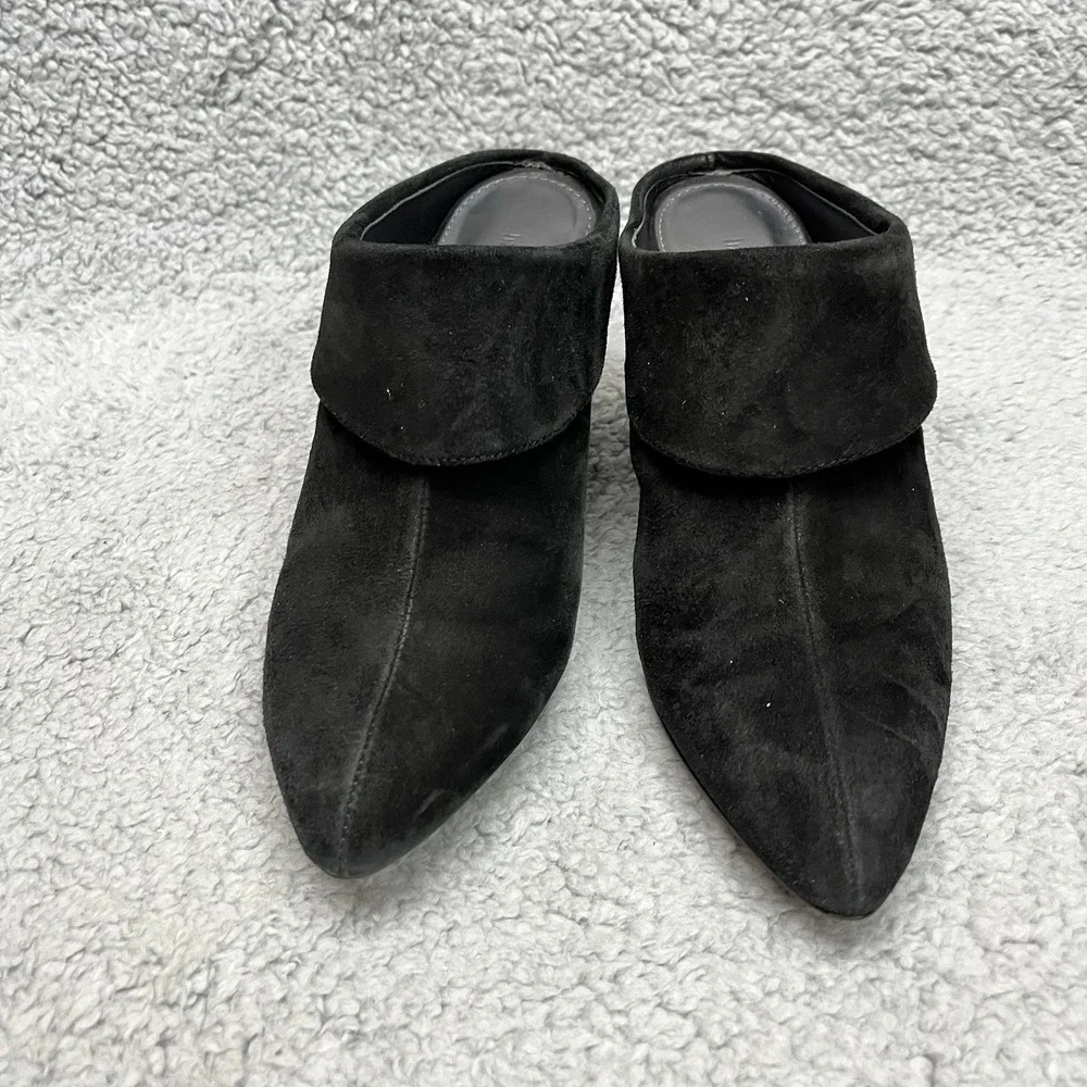 Liz Claiborne Cindy Shoes Womens 6.5 Suede Leather‎ Heels Black Slip On Corpcore